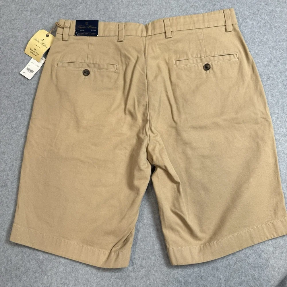 NEW Brooks Brothers Mens 33 Bermuda Short Khaki Prima Cotton Stretch 10